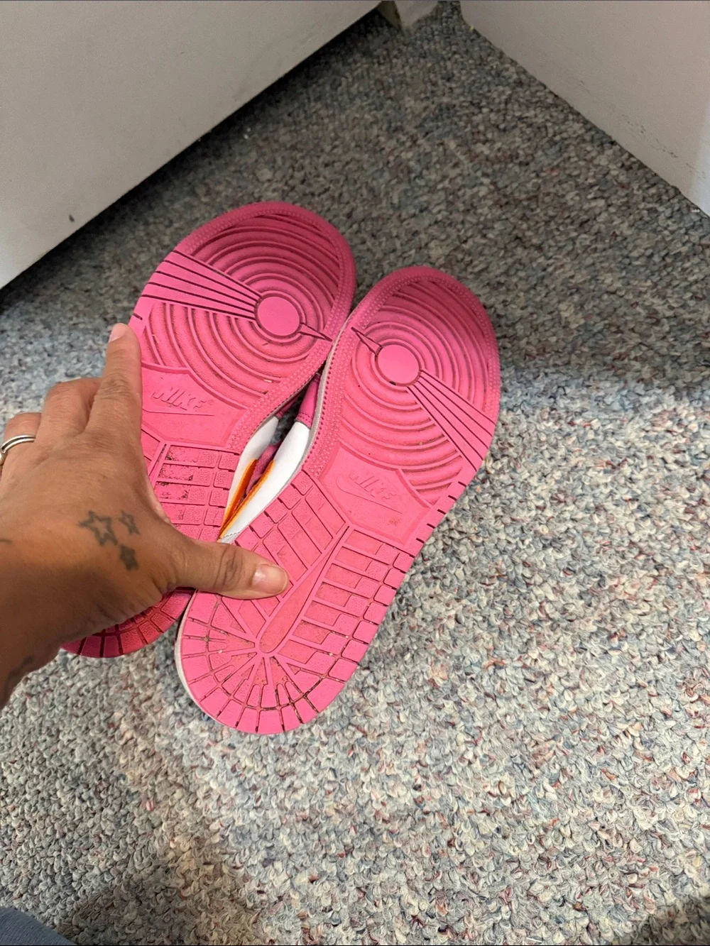 Nike Kids Pink and White High-Top Sneakers